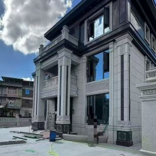 玉林 别墅干挂，芝麻白与芝麻黑完美配合